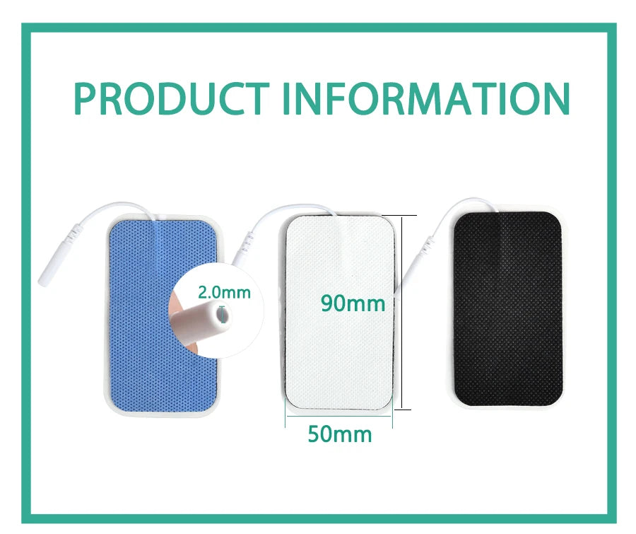 10Pcs 2mm Plug Non-woven Fabric Reusable Self Adhesive Electrode Pads Conductive Gel Pad Body Digital  Massager