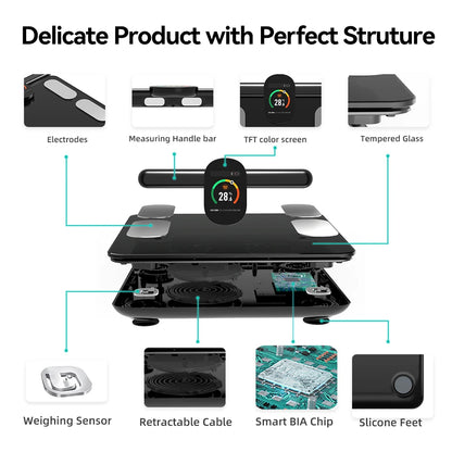 Body Composition Analyzer Professional Personal Weight Loss Fitness Scale Smart Body Fat Scale 8 Electrodes Bioimpedance Scales