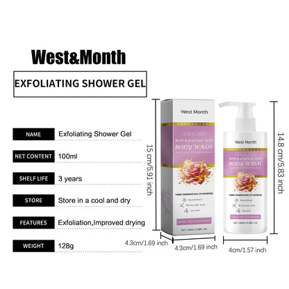 Exfoliating Shower Gel Deep Cleansing Reduce Dead Skin Moisturizing Improve Skin Dryness Oil Control Smooth Brighten Bath Lotion