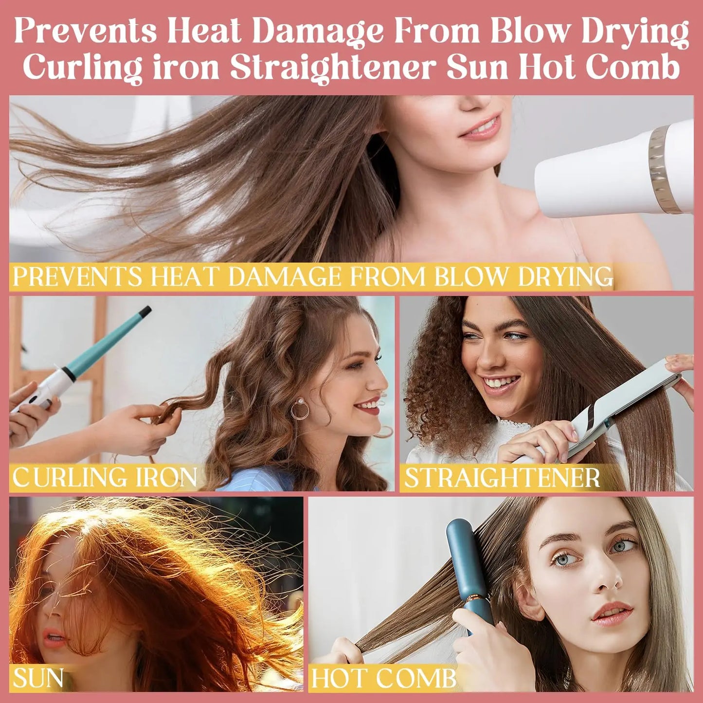 300ml Coconut Leave In Conditioner Spray for Curly Hair Smoothing Anti-Frizzle Soften Hair Protection Spray for Heat Damaged