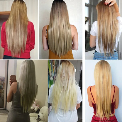 Alileader Synthetic Clip On Hair Extension 6Pcs/Set 22inch Straight Hairpiece Curly 16 Clips In Hair Ombre Heat Resistant Fiber