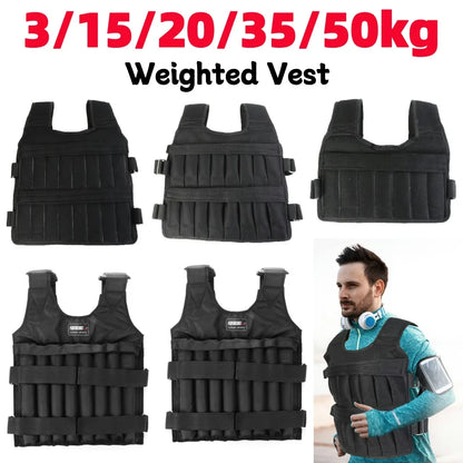 3/15/35kg Weight Vest Adjustable Workout Weight Jacket Weighted Exercise Vest for Boxing Training Workout Running Fitness