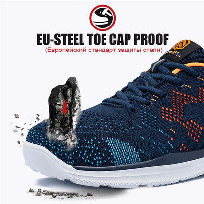 LARNMERN Safety Shoes for Men Puncture Proof Steel Toe Work Shoes Anti-slip Construction Sneakers