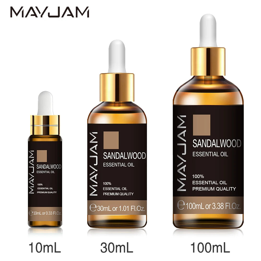 MAYJAM 10ml 30ml 100ml Jasmine Lavender Rose Sandalwood Essential Oil For Perfume Massage Spa Bath Diffuser Aroma Oil