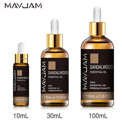 MAYJAM 10ml 30ml 100ml Jasmine Lavender Rose Sandalwood Essential Oil For Perfume Massage Spa Bath Diffuser Aroma Oil