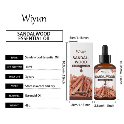 WIYUN Sandalwood Essential Oil Soft Fragrance Soothes Emotions and Creates a Peaceful Atmosphere 30ml