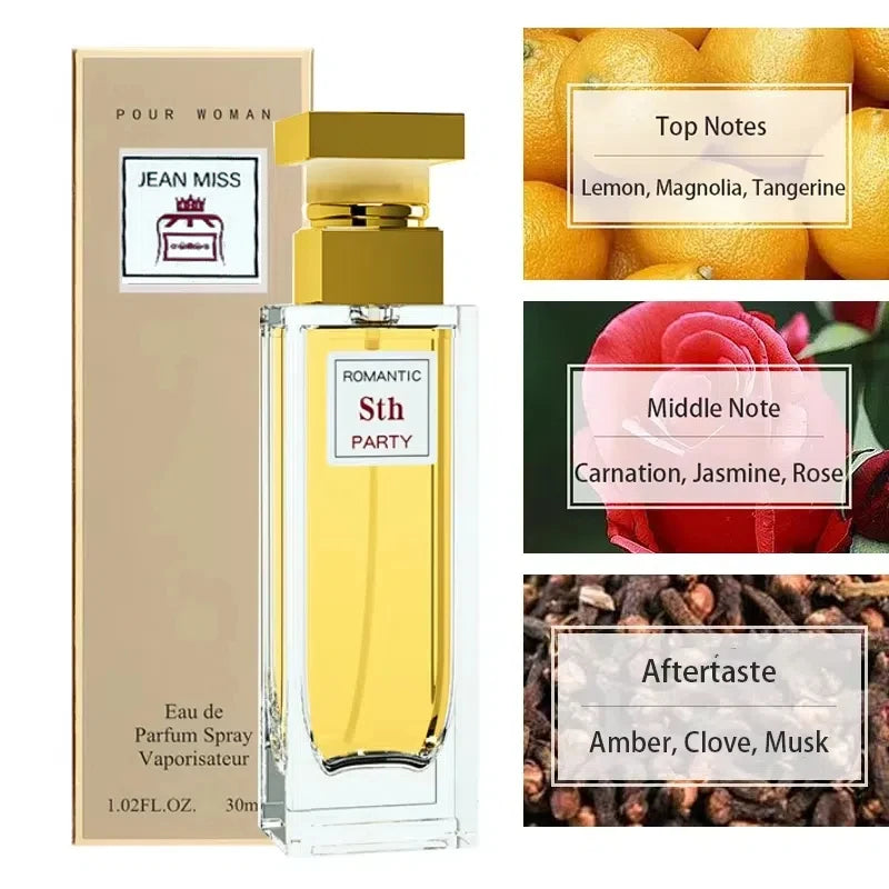 30ml Women's Perfume Fragrance Notes Lasting Fragrance Body Spray Natural Taste Parfum Cologne Dating Lemon Rose Musk Original