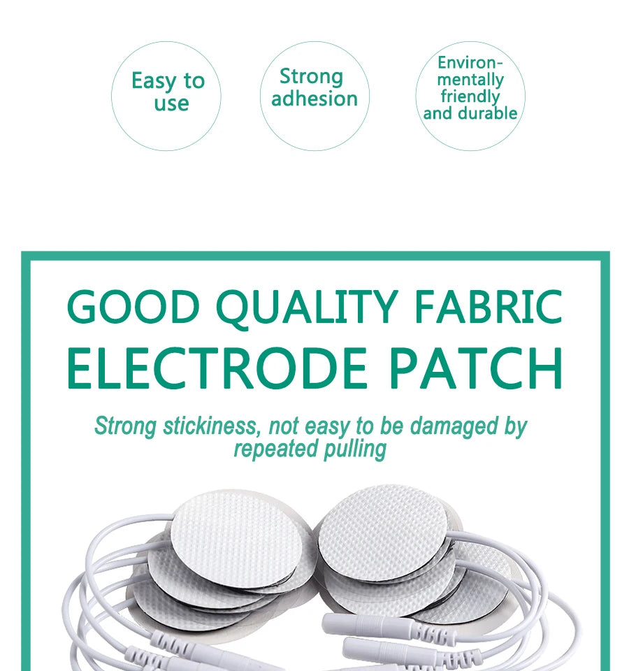 10Pcs 2mm Plug Non-woven Fabric Reusable Self Adhesive Electrode Pads Conductive Gel Pad Body Digital  Massager