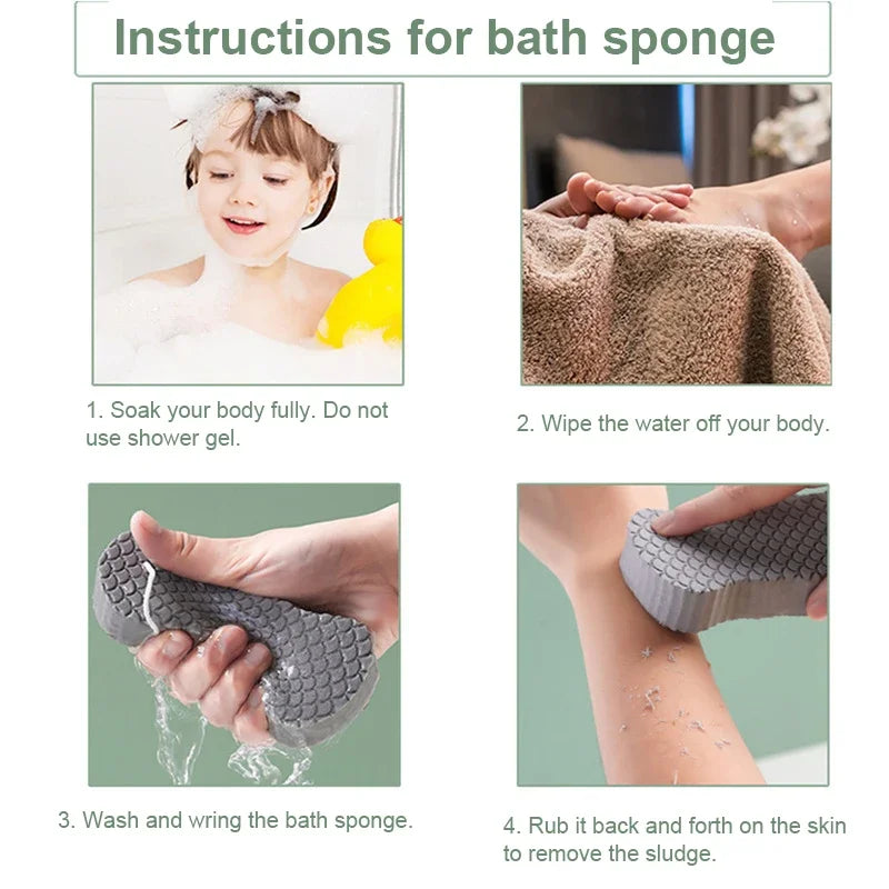 3D Sponge Exfoliating Bath Scrubbing Sponges Soft Sponge Body Scrubber Shower Brush Body Dead Skin Remover Bathing Tools