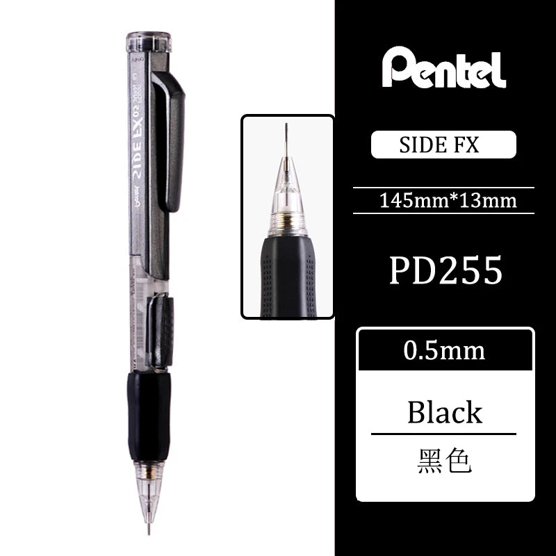 Japan Pentel PD255 Mechanical Pencils 0.5mm Side Extrusion Lead Eraser Head Retractable Classic Cute School Supplies Stationery