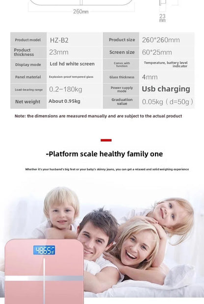 Weight Loss Weighing Device LED Display Smart Body Weight Scale USB Charging Precision Electronic Scale for Home Office Adult