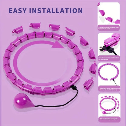 Weighted Exercise Hoop for Adults Weight Loss Knots Infinity Fitness Hoop With Extra Links 2 in 1 Adjustable and Detachable