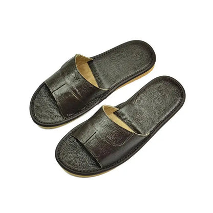 2022 New Leather Slippers Men Home Furnishing Indoor Floor Classic Footwear Casual Slides Leather Sandalias Zapatos Hombre