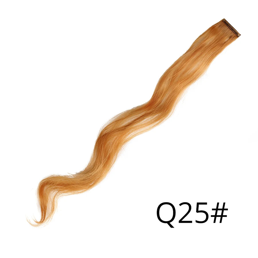 Leeons Synthetic Hair Extensions With Clips Heat Resistant Straight Hair Extensions Color Colored Black Hair Clip Womens 12G/Pcs