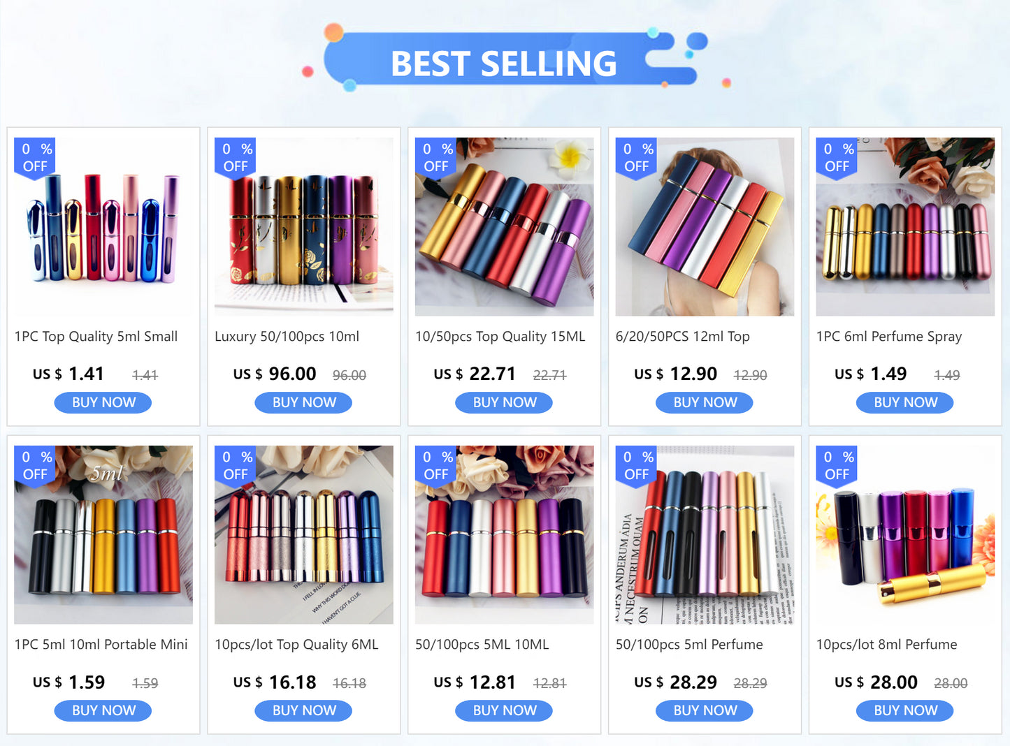 Luxury 10ml Glass Perfume Bottle Metal Perfum Bottles Empty Atomizer Glass Spray Botle Refillable Vials