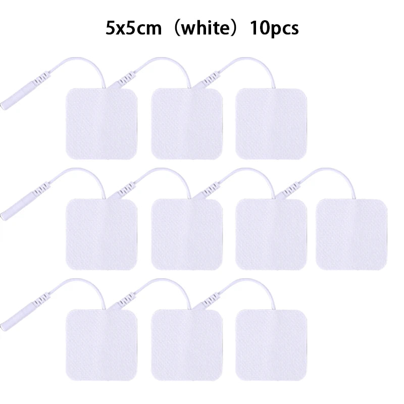 10Pcs 2mm Plug Non-woven Fabric Reusable Self Adhesive Electrode Pads Conductive Gel Pad Body Digital  Massager