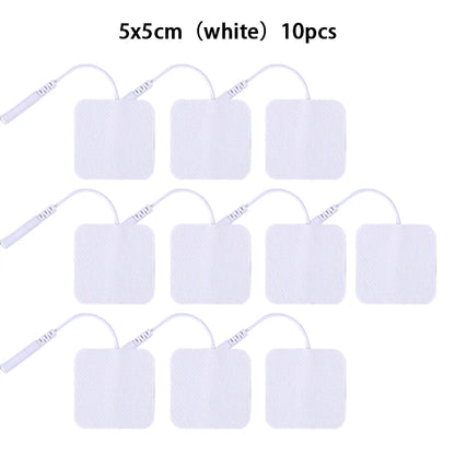 10Pcs 2mm Plug Non-woven Fabric Reusable Self Adhesive Electrode Pads Conductive Gel Pad Body Digital  Massager