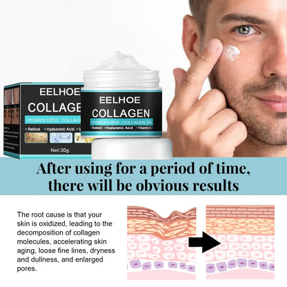 Collagen Face Cream For Men Anti Aging Facial Lifting Firming Moisturizing Nourishing Hyaluronic Acid Whitening Cream Skin Care