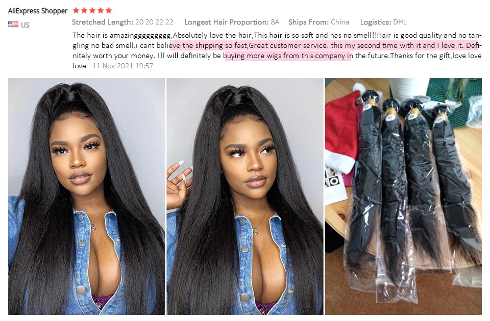 Ishow Kinky Straight Bundles Brazilian Yaki Straight Hair Bundles For Women 1/3/4pcs Human Hair Bundles Remy Hair Extension