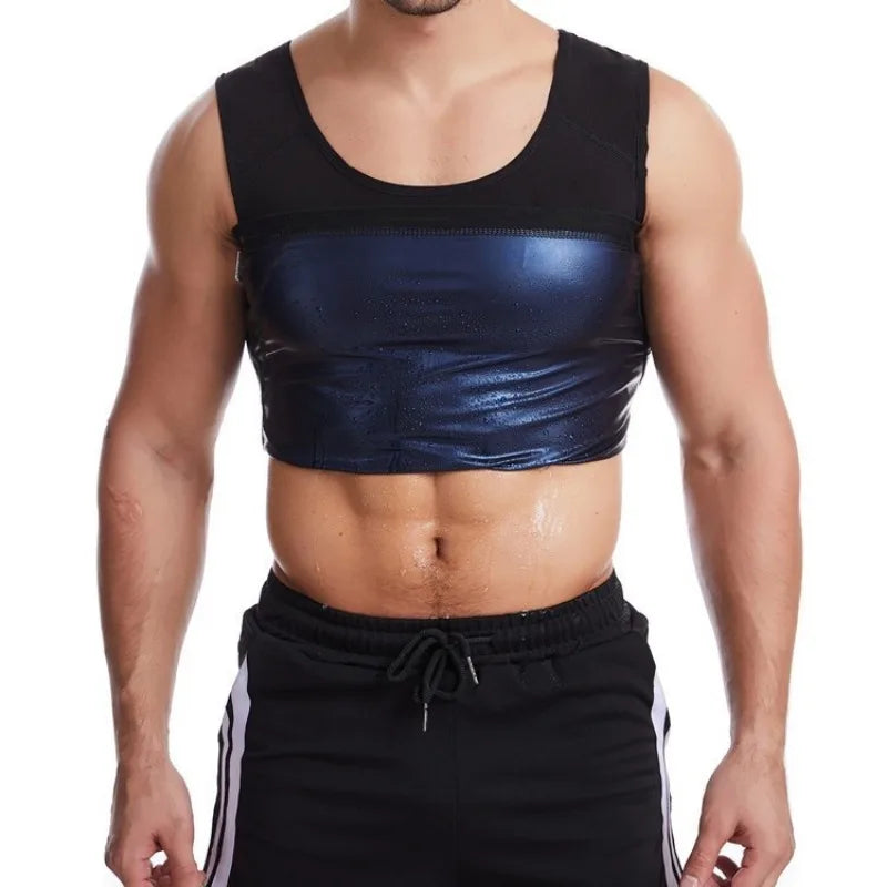 Compression Shirt Weight Loss Fat Burner Men Sauna Sweat Vest Waist Trainer Corset Zipper Workout Tank Top Slimming  Body Shaper