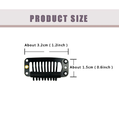 12 pcs 32mm 9-teeth Hair Extension Clips Wig Clips Combs Snap Clips with Rubber for Hair Extension Toupee DIY
