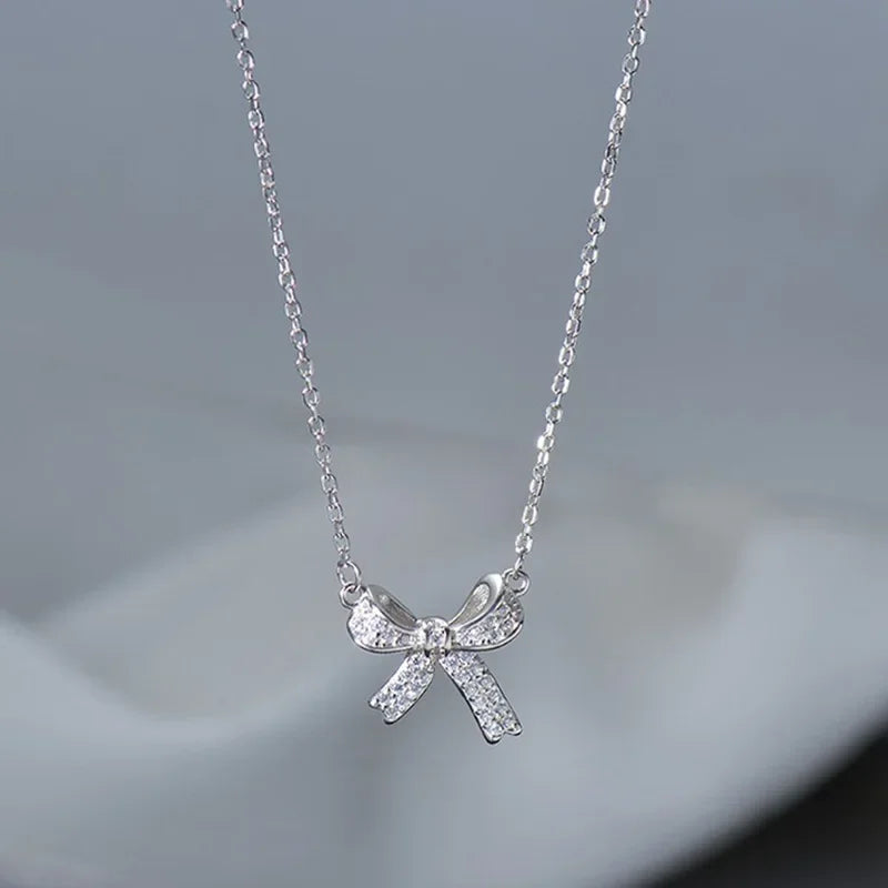 Romantic Lovely White Bowknot Rings Female Girls Exquisite Jewelry Ring with Shiny Bow Tie Zircon for Party Dating Lovers Gifts