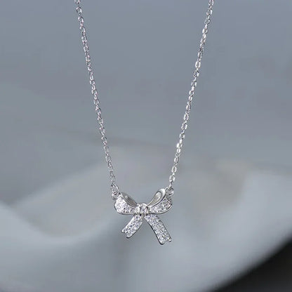 Romantic Lovely White Bowknot Rings Female Girls Exquisite Jewelry Ring with Shiny Bow Tie Zircon for Party Dating Lovers Gifts