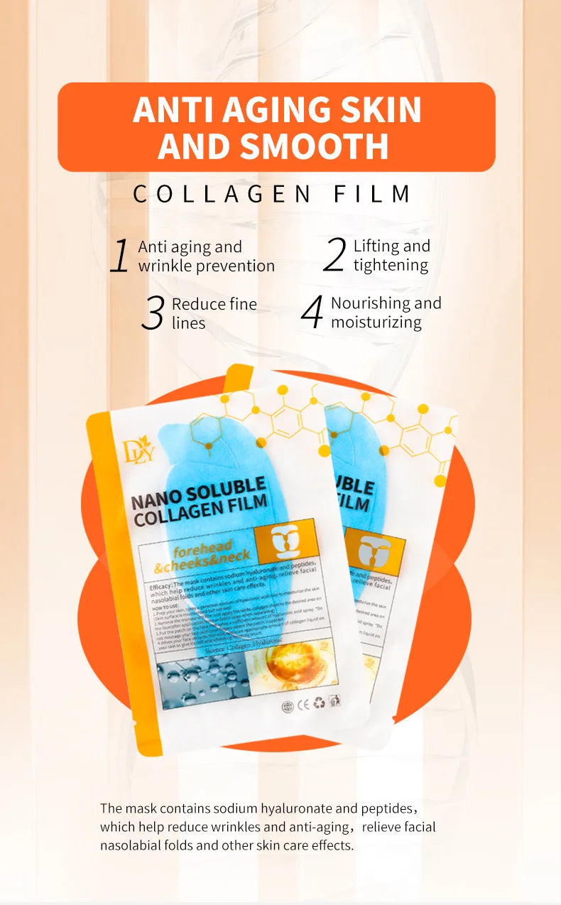 Collagen Film Paper Soluble Facial Mask Cloth Anti-Aging Soluble Water Face Filler Full Collagen Fiming Lifting Face Skin Care