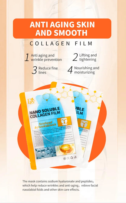 Collagen Film Paper Soluble Facial Mask Cloth Anti-Aging Soluble Water Face Filler Full Collagen Fiming Lifting Face Skin Care