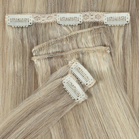 MRSHAIR Clip in Hair Extension Human Hair Real Natural Clip in Hair Extension Double Weft Full Head 7PCS Clip Ins For Add Volume