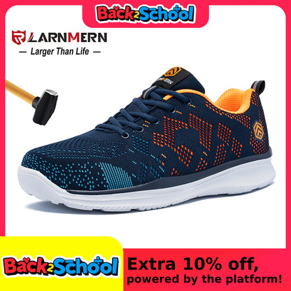 LARNMERN Safety Shoes for Men Puncture Proof Steel Toe Work Shoes Anti-slip Construction Sneakers