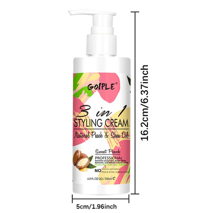 3 In 1 Leave-In Conditioner Curl Elasticity Styling Cream Tames Frizz Shine Smooth Hairs Enhance Define Cream for All Hair Types