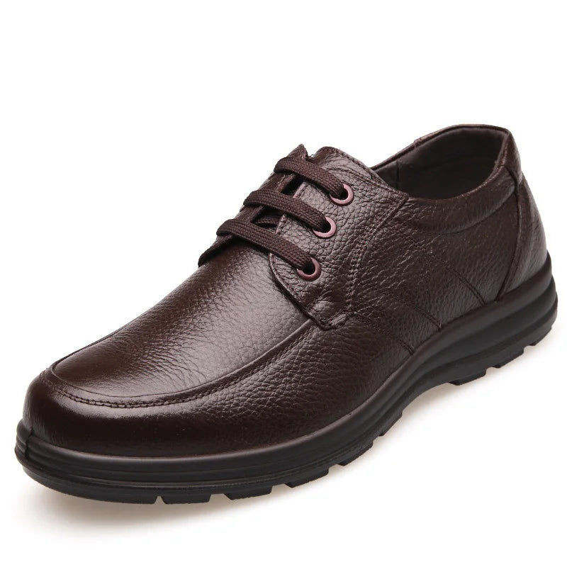 Genuine Leather Shoes Men Flat Fashion Men's Casual Brogues Shoes Brand Male Footwear Soft Comfortable Black ZH740