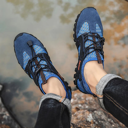 2024 Summer Spring Big Size Men Shoes Casual Mesh Artificial Leather Patchwork Breathable Outdoor Male Sneakers Walking Footwear