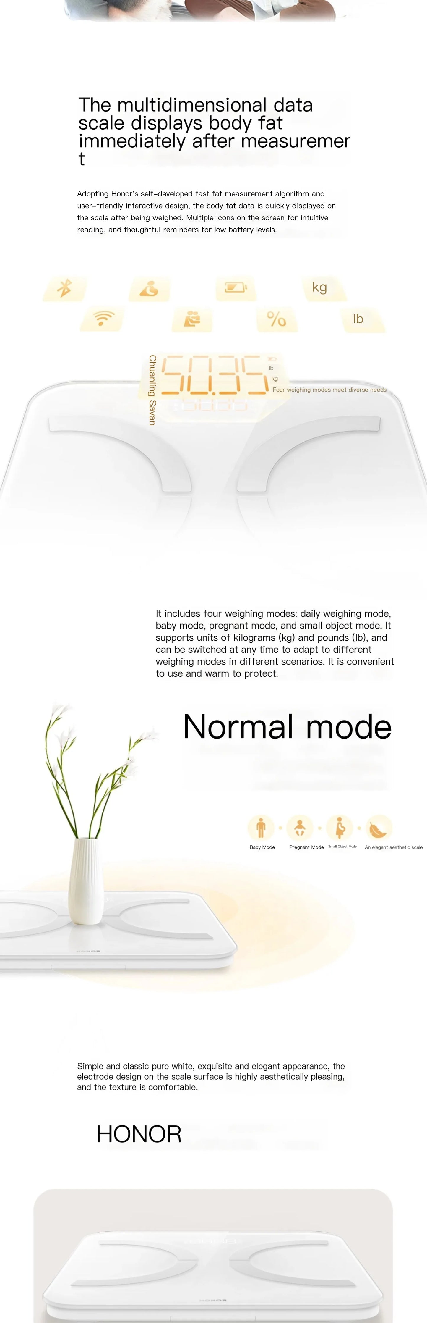 HONOR Intelligent body fat scale 3 electronic scale body fat scale body fat is called household weight loss precision body fat w