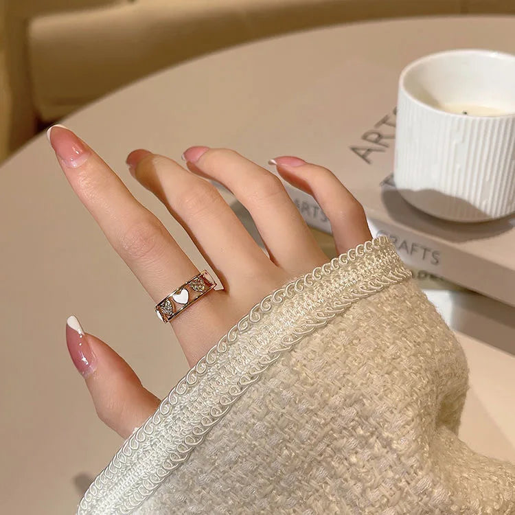 Romantic Lovely White Bowknot Rings Female Girls Exquisite Jewelry Ring with Shiny Bow Tie Zircon for Party Dating Lovers Gifts