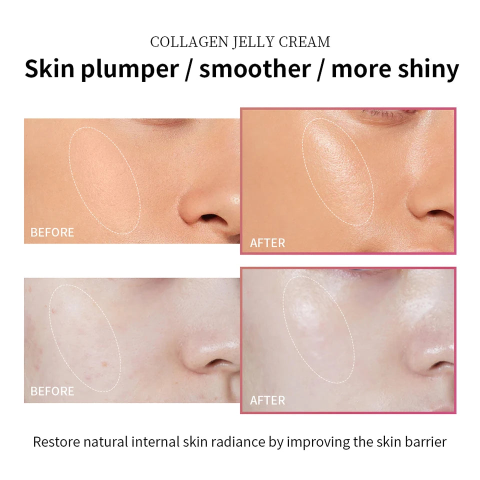 Collagen Jelly Cream Improving Skin Elasticity Tightening Soothing Moisturizing Anti-Aging Firmness Hydration Skincare Face Gel
