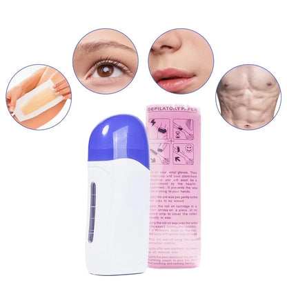 Honey Epilatory Waxing Kit Depilatory Roll on Wax Heater Machine with Refillable Wax Cream&100PCS Waxing Papers For Hair Removal