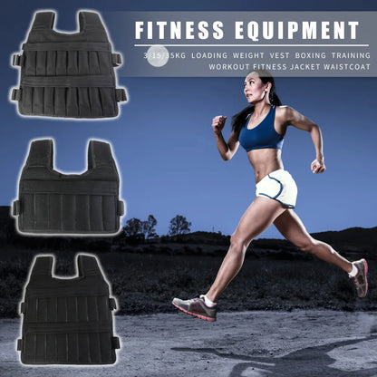 3/15/35kg Weight Vest Adjustable Workout Weight Jacket Weighted Exercise Vest for Boxing Training Workout Running Fitness