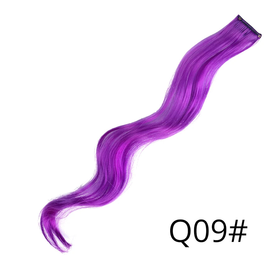 Leeons Synthetic Hair Extensions With Clips Heat Resistant Straight Hair Extensions Color Colored Black Hair Clip Womens 12G/Pcs