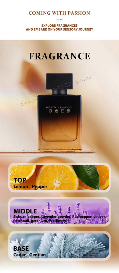 Nightfall Rhapsody Pheromone Men Eau De Parfum Woody Floral Scent Perfume Long-lasting Fragrance Masculine Charm Attract Women