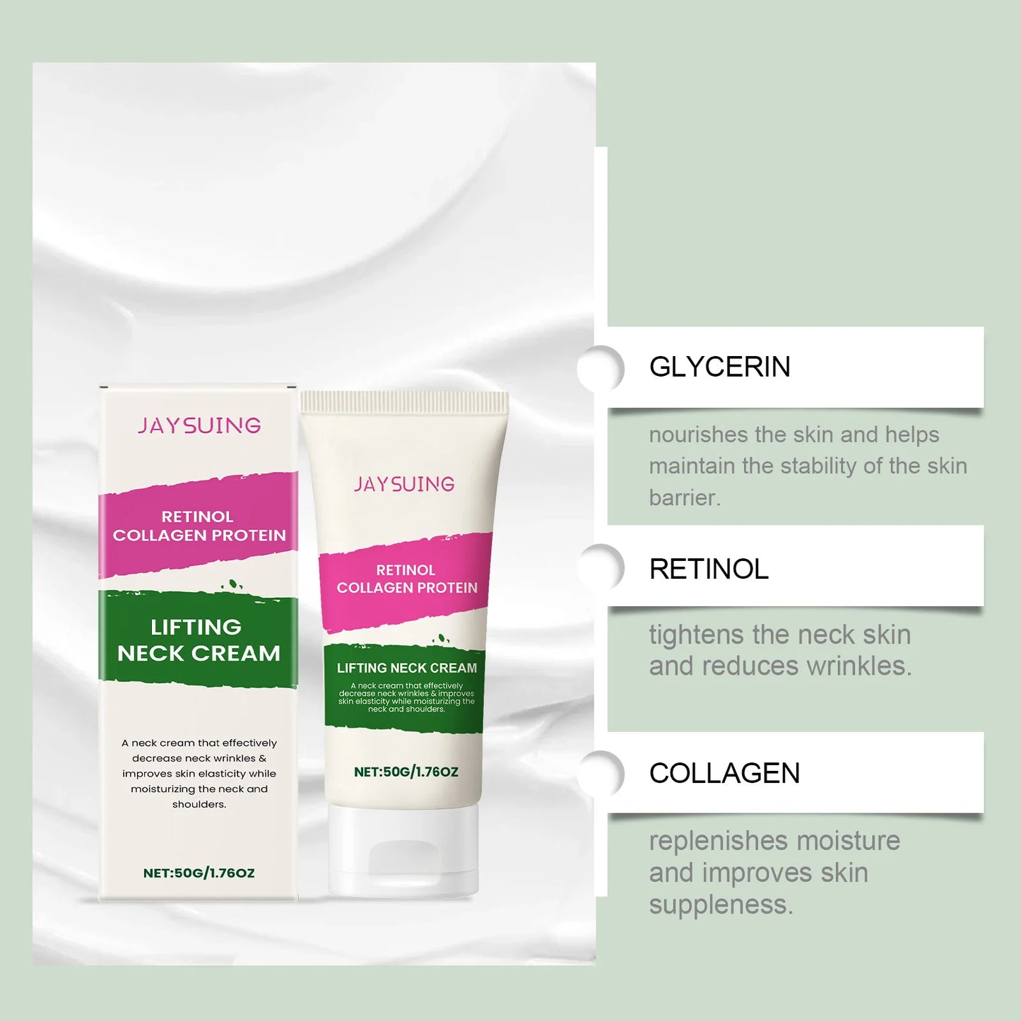 Collagen Neck Cream Anti Aging Reduces Wrinkles Lines Improve Double Chin Sagging Lifts Tightens Brighten Skin Beauty Neck Cream