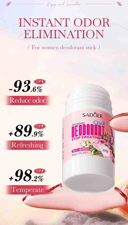 SADOER Women Anti Sweat Deodorant Roller Sweaty Body Armpits Underarm Neck Reduces Odor Refreshing Stop Sweating Cream