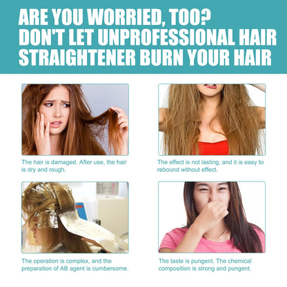 Keratin Hair Straightening Cream Hair Repair Conditioner Reduce Frizzy and Dry Hair Care Set Hair Salon Protein Correction Cream