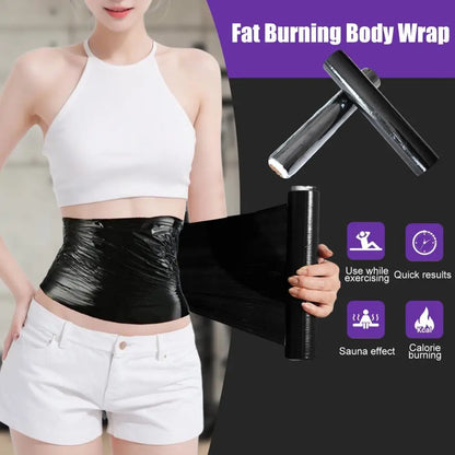 Weight Loss Body Wrap 60/100m Black Osmotic Body Wrap for Sauna Workout Sweat Enhancer Fat Burning Stomach Abdomen Belly Wrap