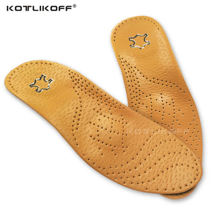 KOTLIKOFF High Quality Leather Orthotics Insole For Flat Foot Arch Support 25mm Orthopedic Silicone Insoles For Men And Women