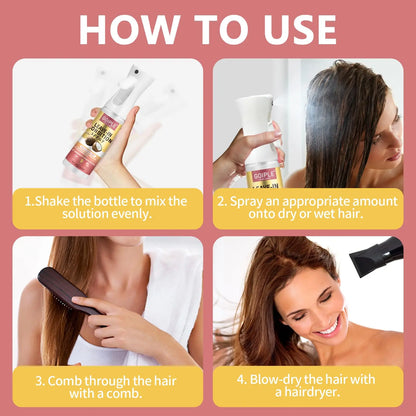 300ml Coconut Leave In Conditioner Spray for Curly Hair Smoothing Anti-Frizzle Soften Hair Protection Spray for Heat Damaged