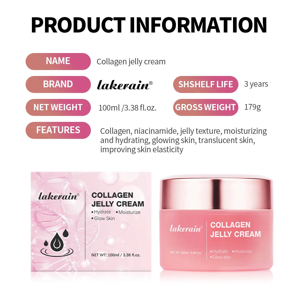 Collagen Jelly Cream Improving Skin Elasticity Tightening Soothing Moisturizing Anti-Aging Firmness Hydration Skincare Face Gel