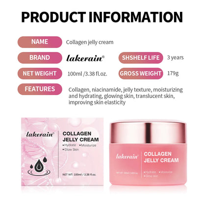 Collagen Jelly Cream Improving Skin Elasticity Tightening Soothing Moisturizing Anti-Aging Firmness Hydration Skincare Face Gel