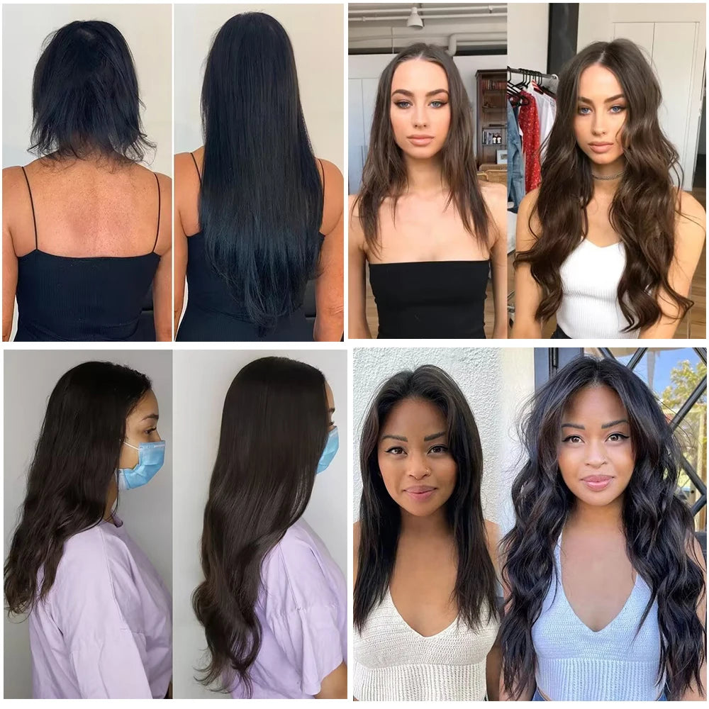 Doreen Full Head Brazilian Machine Remy Clip in Hair Extensions Human Hair 100% Real Natural Hairpiece Clips On 120G 14 To 22